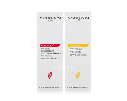 Zdjęcie produktu PODOPHARM PODOFLEX® Maść z mocznikiem 25% +  Krem do stóp z lipidami 2 x 100 ml ZESTAW 3