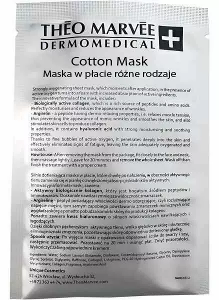 Zdjęcie produktu Theo Marvee Cotton Vitamin C max dmładzająca rozjaśniająca Maska  w płacie