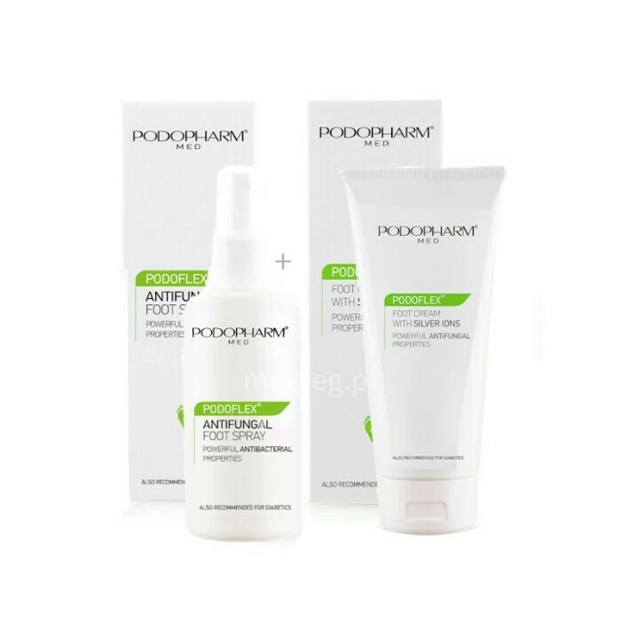 Zdjęcie produktu PODOPHARM PODOFLEX® Przeciwgrzybiczy spray + krem z jonami srebra  2 x 100 ml 