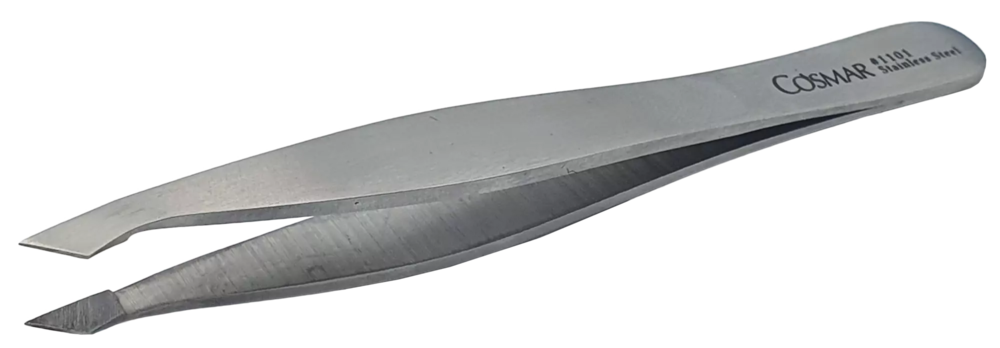 Zdjęcie produktu Pęseta kosmetyczna skośna szpiczasta matowa o dł. 9cm stal nierdzewna 1101