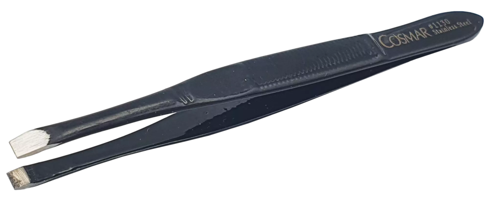 Zdjęcie produktu Pęseta kosmetyczna czarna prosta teflonowa o dł. 9cm stal nierdzewna 1130