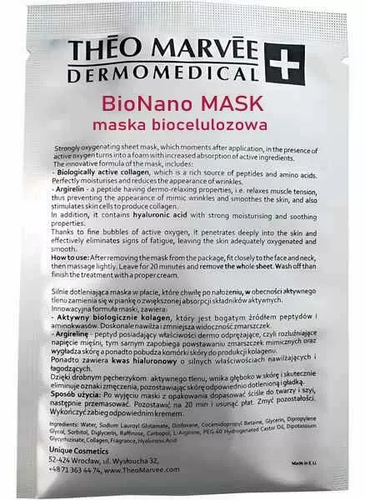 Zdjęcie produktu Theo Marvee BioNano Regenerating Mask Regenerująca maska w płacie
