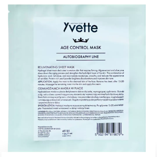 Zdjęcie produktu Yvette Age Control Mask odmładzająca hydrożelowa maska w płacie