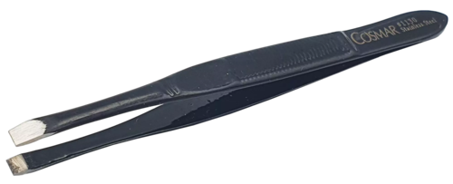 Zdjęcie produktu Pęseta kosmetyczna czarna prosta teflonowa o dł. 9cm stal nierdzewna 1130